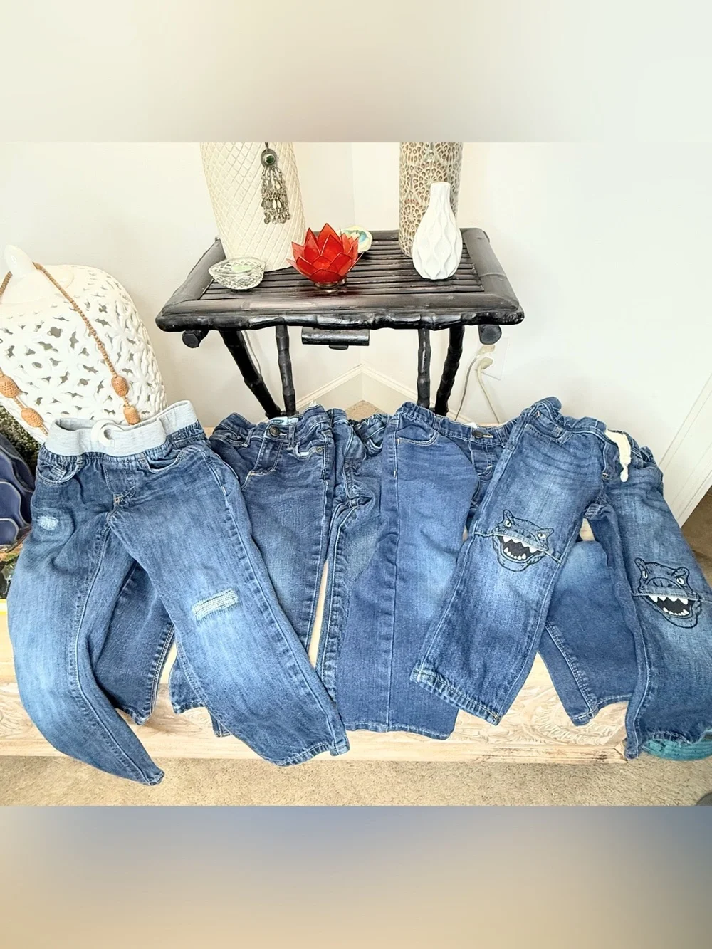 Boys 3T Jeans Lot 5 Old Navy GAP Childrens Place Denim Pants Shark Distressed